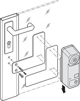 embase, pour dispositif garde-porte pour portes à cadre tubulaire