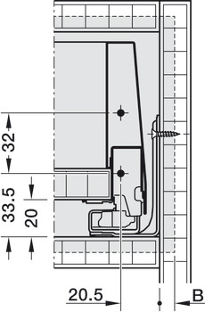 Tiroir, Blum Tandembox antaro, avec rail de corps Blumotion, hauteur de système M, hauteur de côtés 83 mm