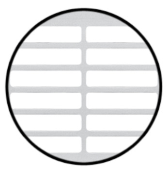 grille d'aération, carrée, aluminium, avec traverses rainurées, fendu
