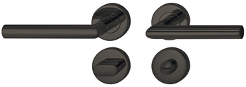 Garniture de béquilles de porte, acier inox, Startec, modèle LDH 2171, noir, revêtement PVD