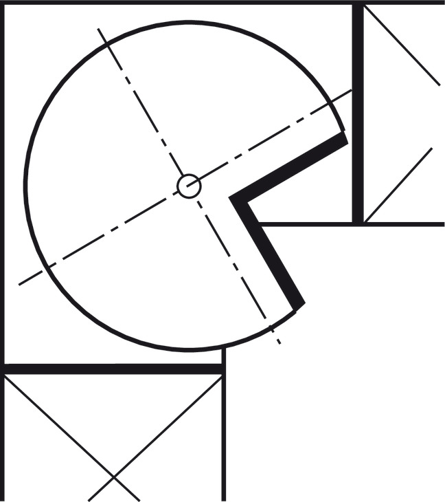 Fond pivotant en trois-quarts de cercle, meuble d'angle, porte 90° ou porte  diagonale 45° - dans la boutique Häfele France