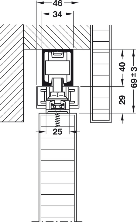 2x Frein porte coulissante Micra C ferrure pour armoire montage rail  inférieur ou supérieur à visser